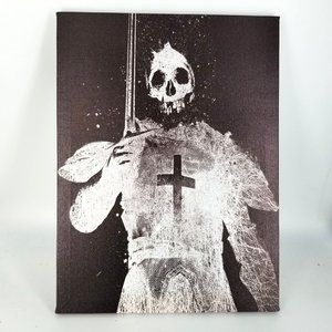 Skull Skeleton Knight Print Canvas Black White Halloween Decor Gothic Pile 15x11